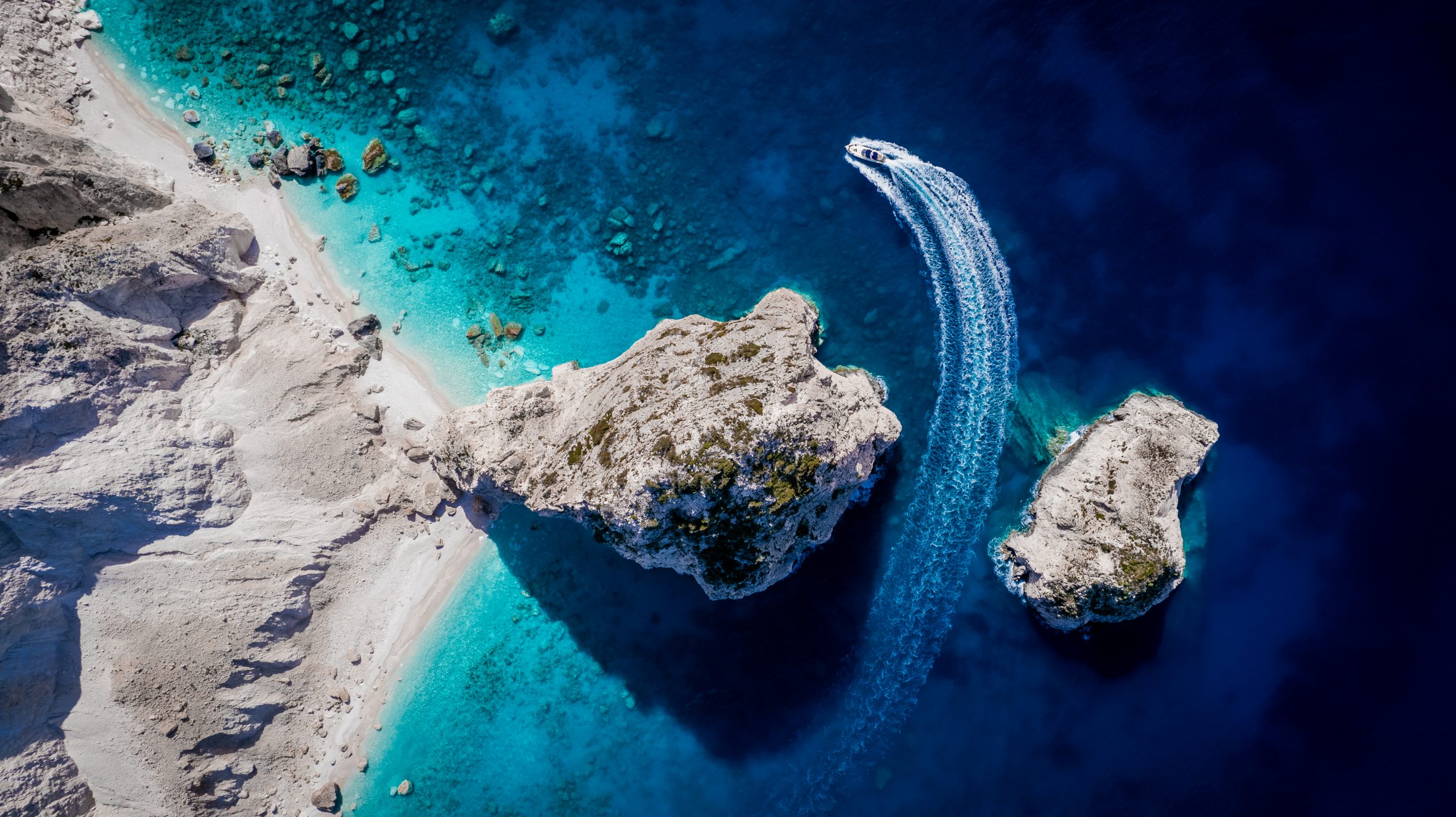 yacht cruising throught mizithres rocks in Zante LTZ