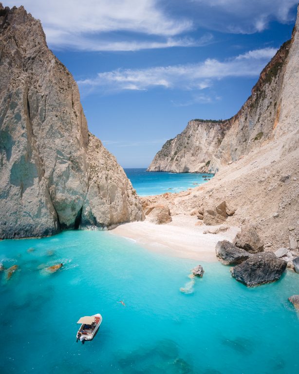 rent a boat to explore Mizithres Beach in Zakynthos